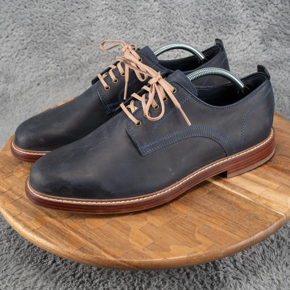 Cole Haan Tyler Grand Oxford Mens Navy Blue Leather Toe Dress Shoe Size 9.5 M